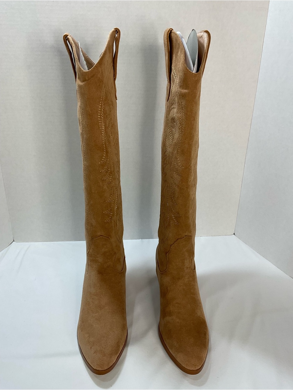 Over-the-Knee Suede Boots in Tan - Women's Fashion Knee High